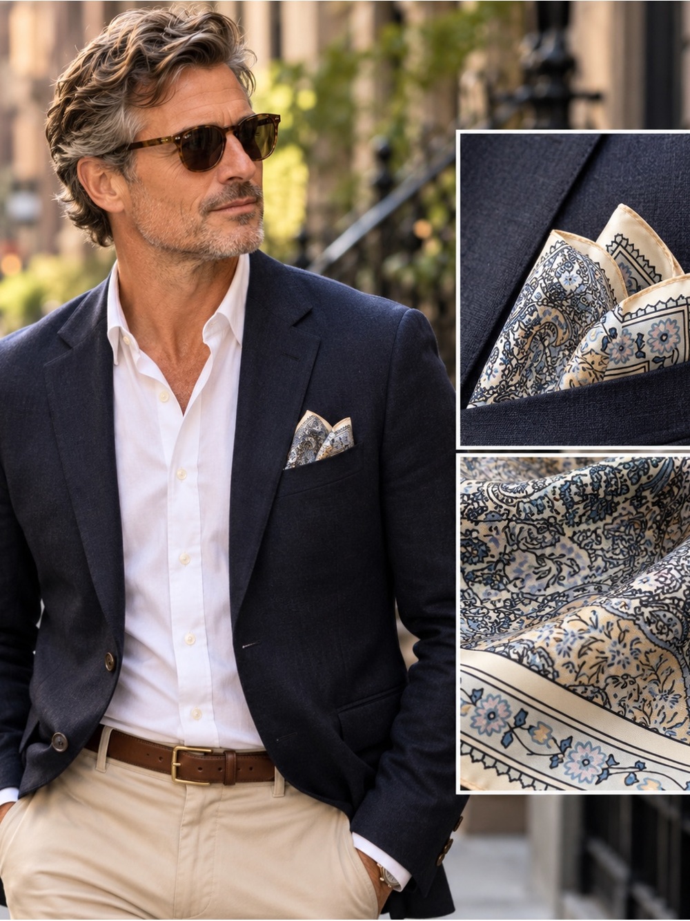 Vintage 1985 Liberty of London Silk Paisley Pocket Square - NOS Original Box